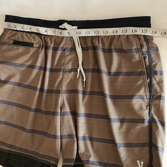 Vuori Mens Stockton Brown Stripes Lined Shorts size L - Picture 4 of 8